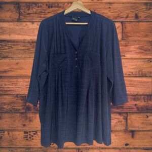 Elie McCarthy Navy Quarter Sleeve Blouse 3X